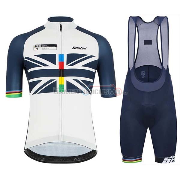 Abbigliamento Ciclismo USA Manica Corta 2019 Bianco Spento Blu